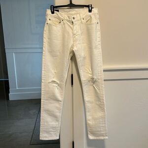 NWT! Abercrombie & Fitch Athletic Skinny Stretch White Distressed Jeans Sz 29x32